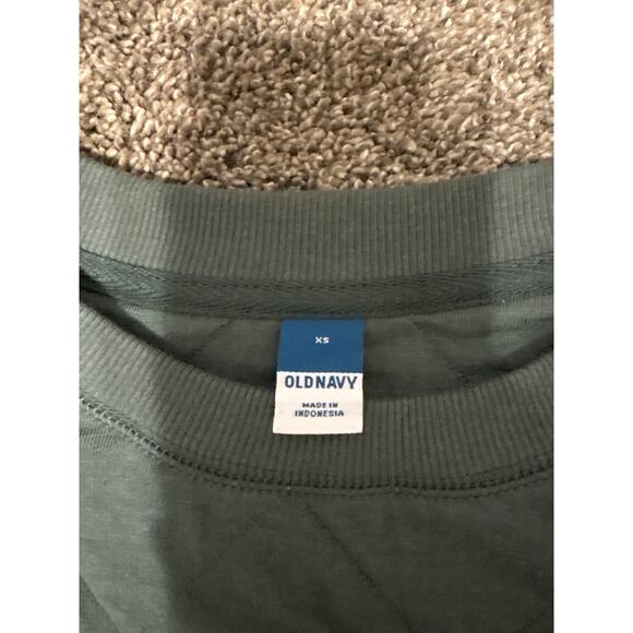 NWT Old Navy Quilted Pattern Dark Green Crewneck Sweatshirt Women's Size XS - Picture 3 of 5